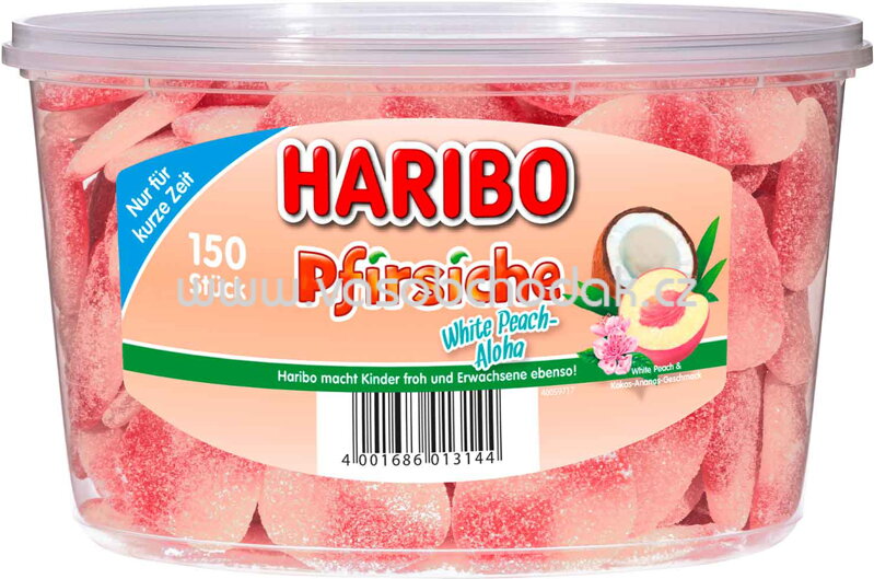 Haribo Pfirsiche White Peach-Aloha, 150 St, Dose, 1350g