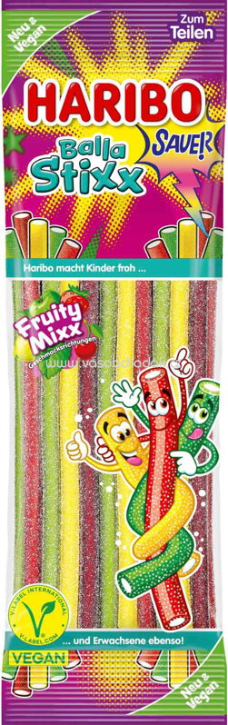 Haribo Balla Stixx Fruity Mixx sauer vegan, 175g Haribo Balla Stixx Fruity Mixx sauer vegan, 175g
