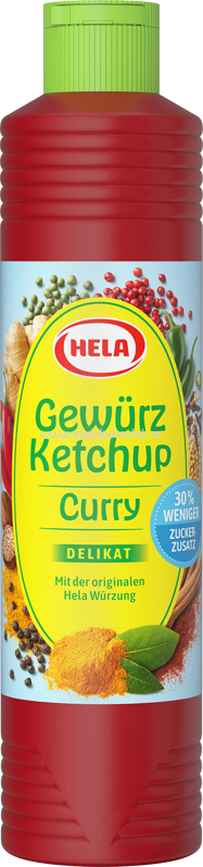 Hela Gewürz Ketchup Curry Delikat - 30% Weniger Zucker, 800 ml