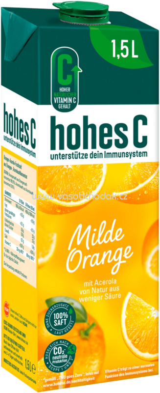 Hohes C Milde Orange 100% Saft, 1,5l