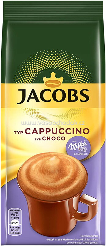 Jacobs Typ Cappuccino Choco mit Milka, Nachfüllbeutel, 500g Jacobs Typ Cappuccino Choco mit Milka, Nachfüllbeutel, 500g