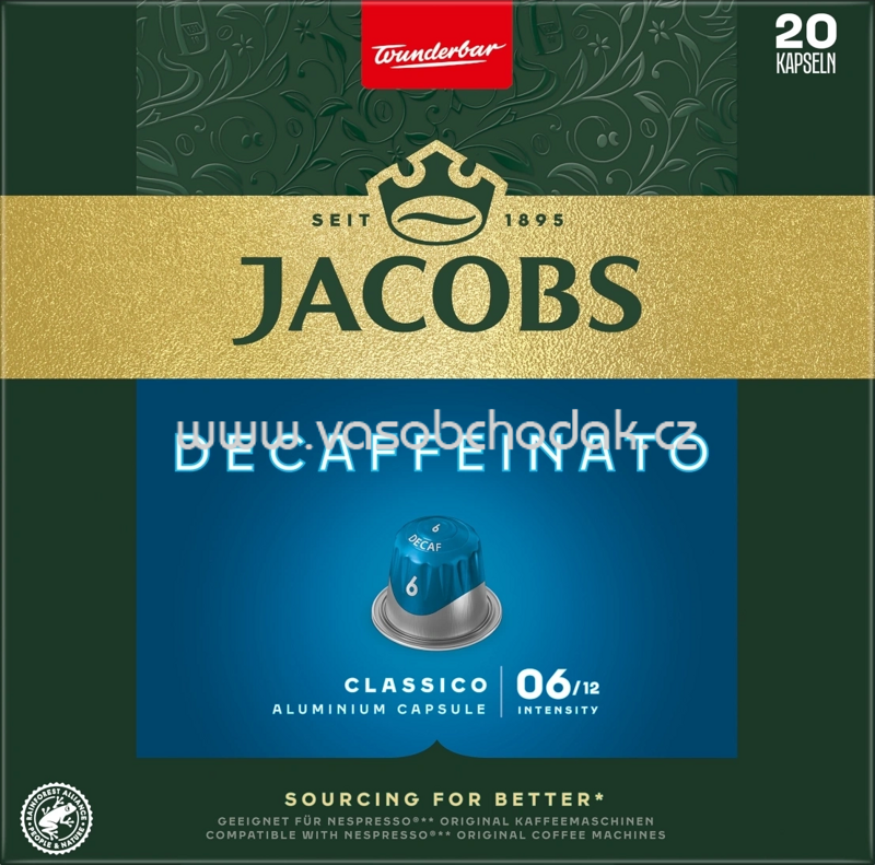 Jacobs Kaffeekapseln Decaffeinato Lungo 6, 20 St Jacobs Kaffeekapseln Decaffeinato Lungo 6, 20 St