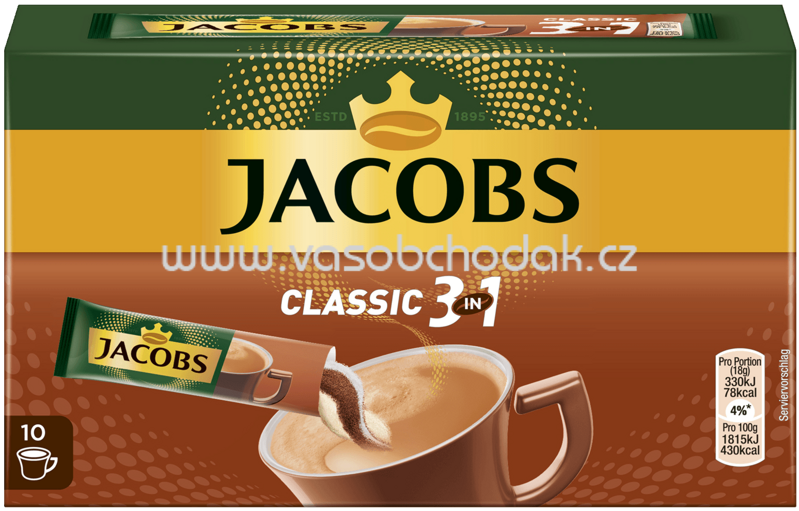 Jacobs Classic 3in1 Sticks, 10x18g, 180g Jacobs Classic 3in1 Sticks, 10x18g, 180g