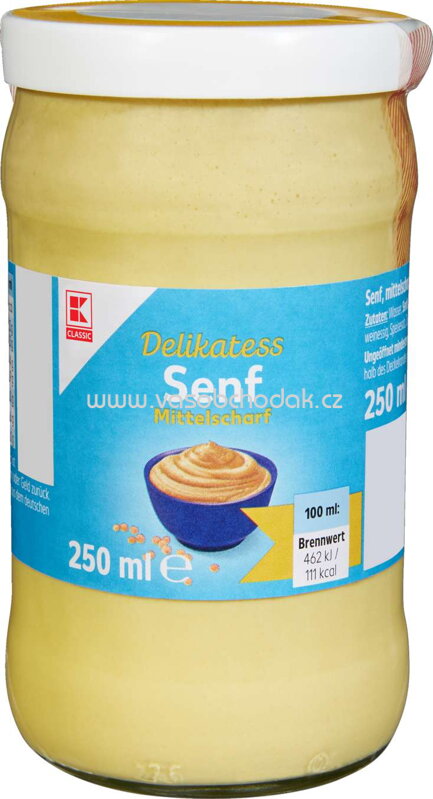 K-Classic Delikatess Senf mittelscharf, Glas, 250 ml