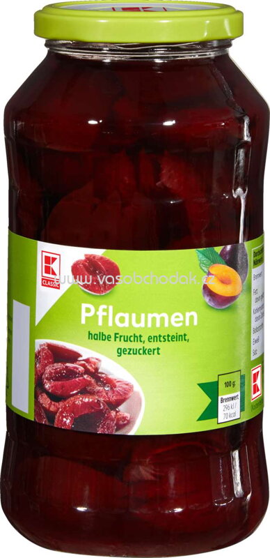 K-Classic Pflaumen, halbe Frucht, einsteint, gezuckert, 680g K-Classic Pflaumen, halbe Frucht, einsteint, gezuckert, 680g