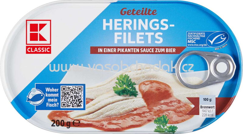 K-Classic Heringsfilets in Pikanten Sauce zum Bier, 200g K-Classic Heringsfilets in Pikanten Sauce zum Bier, 200g