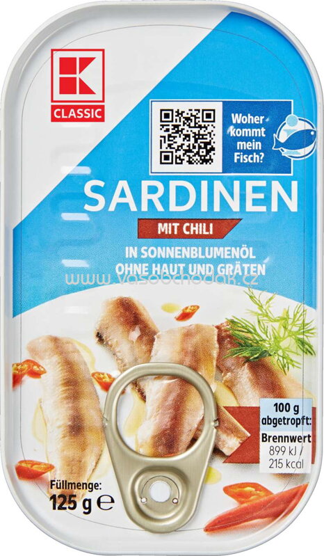 K-Classic Sardinen mit Chili, 125g K-Classic Sardinen mit Chili, 125g