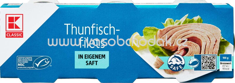 K-Classic Thunfischfilets in Eigenem Saft und Aufguss, 3x80g