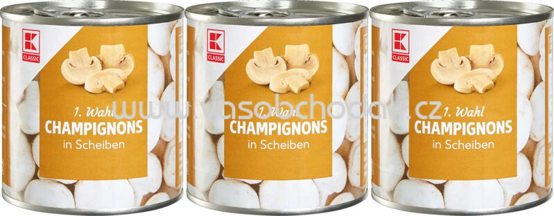 K-Classic 1. Wahl Champignons in Scheiben, 3x212 ml K-Classic 1. Wahl Champignons in Scheiben, 3x212 ml