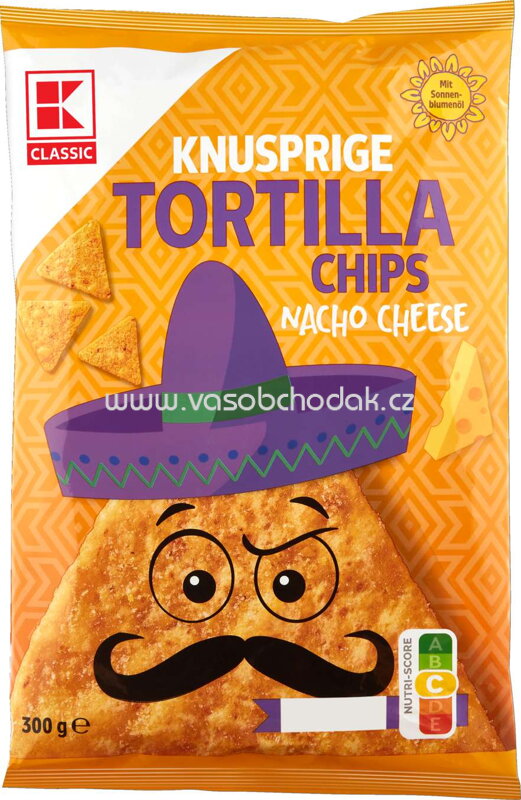 K-Classic Knusprige Tortilla Chips Nacho Cheese, 300g