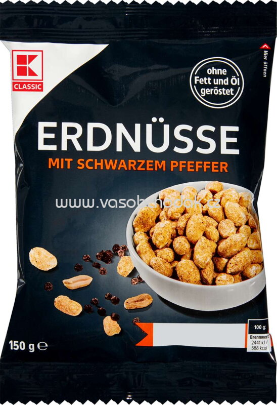 K-Classic Erdnüsse mit Schwarzem Pfeffer, 150g K-Classic Erdnüsse mit Schwarzem Pfeffer, 150g