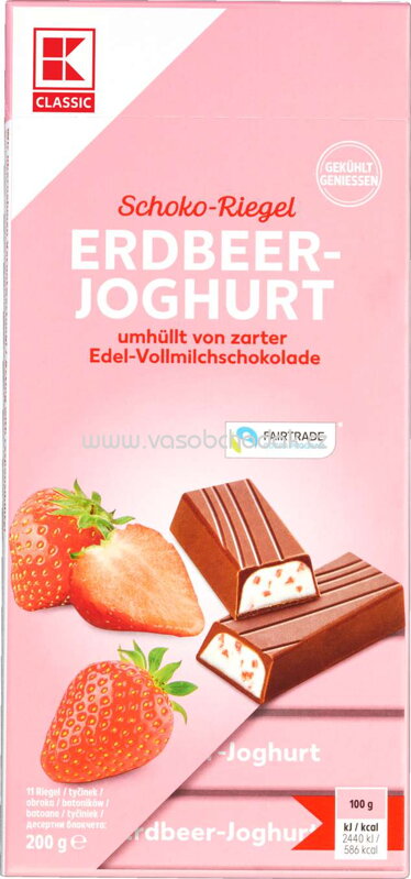 K-Classic Schoko Riegel Erdbeer Joghurt, 200g