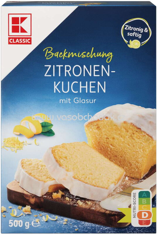 K-Classic Backmischung Zitronen Kuchen mit Glasur, 500g