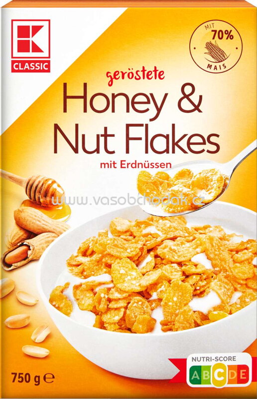 K-Classic Honey & Nut Flakes mit Erdnüssen, 750g