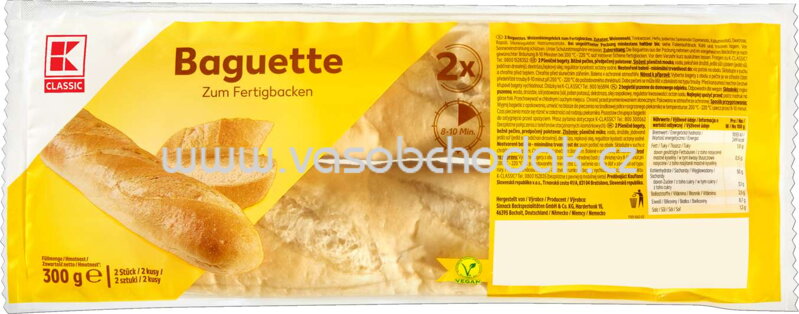 K-Classic Baguette zum Aufbacken, 2 St, 300g