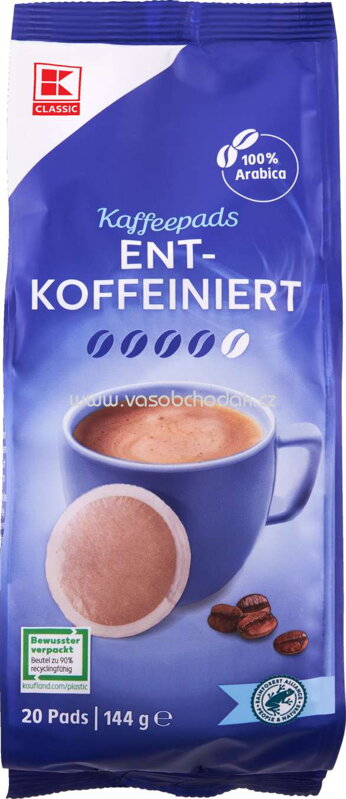 K-Classic Kaffeepads Entkoffeiniert, 144g