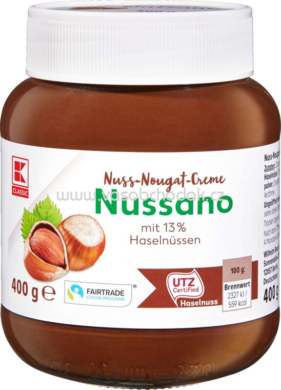 K-Classic Nuss Nougat Creme Nussano, 400g