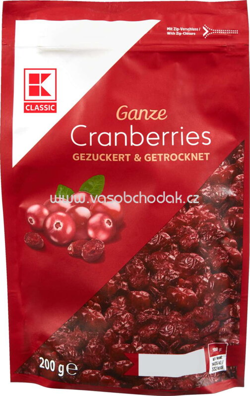 K-Classic Ganze Cranberries gezuckert & getrocknet, 200g