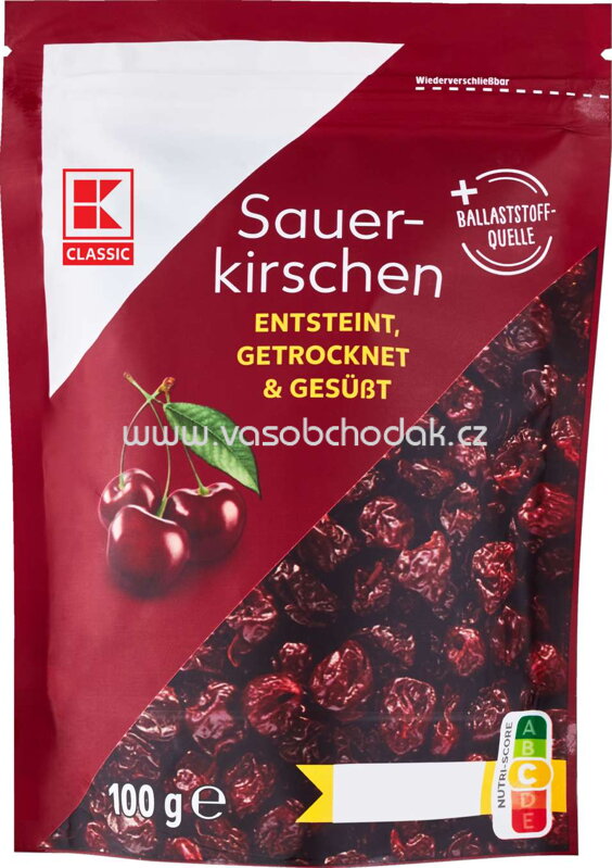 K-Classic Sauerkirschen, entsteint, getrocknet, gesüßt, 100g K-Classic Sauerkirschen, entsteint, getrocknet, gesüßt, 100g