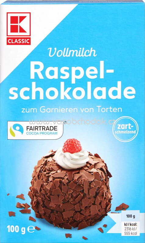 K-Classic Vollmilch Raspelschokolade, 100g