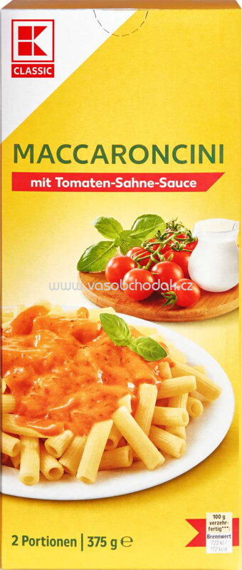 K-Classic Maccaroncini mit Tomaten-Sahne Sauce, 2 Portionen, 375g K-Classic Maccaroncini mit Tomaten-Sahne Sauce, 2 Portionen, 375g