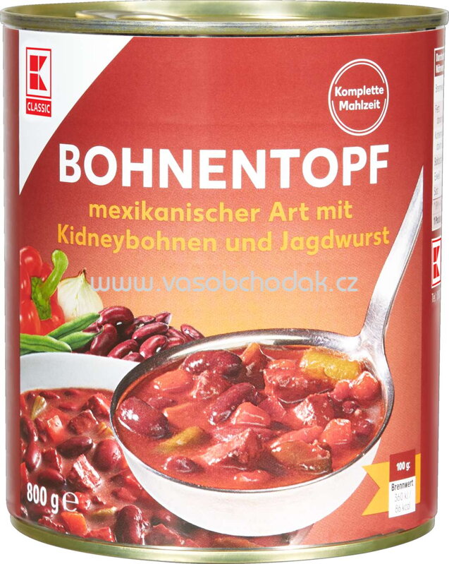 K-Classic Bohnentopf mexikanischer Art mit Kidneybohnen und Jagdwurst, 800g