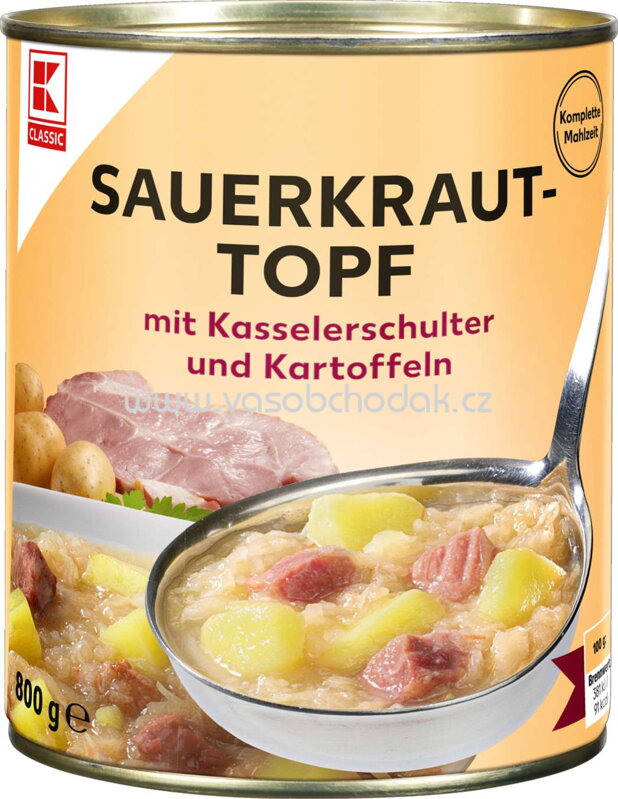 K-Classic Sauerkraut Topf mit Kasselerschulter und Kartoffeln, 800g K-Classic Sauerkraut Topf mit Kasselerschulter und Kartoffeln, 800g