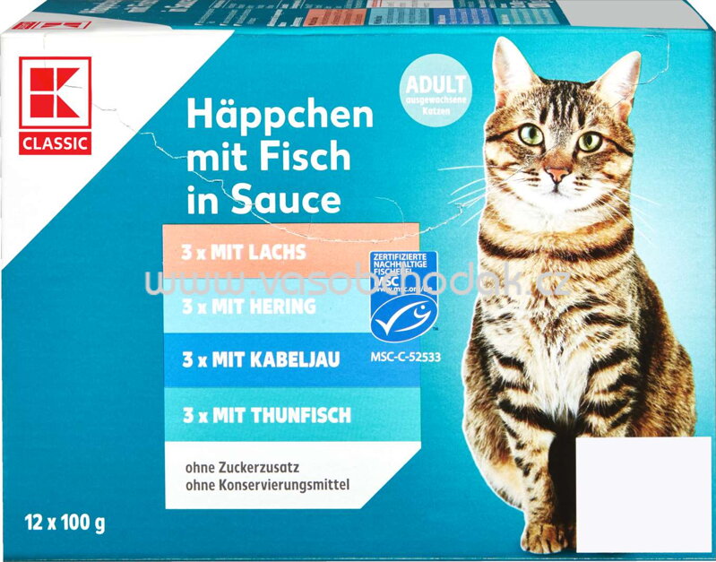 K-Classic Häppchen mit Fisch in Sauce, 12x100g K-Classic Häppchen mit Fisch in Sauce, 12x100g