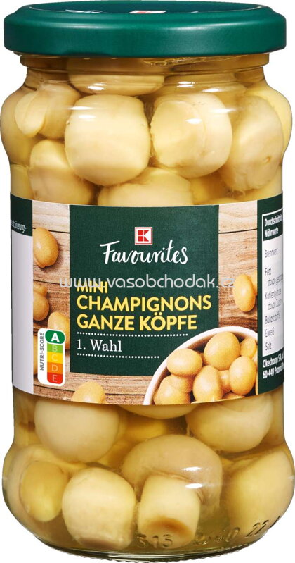 K-Favourites Mini Champignons Ganze Köpfe, 1. Wahl, 280g K-Favourites Mini Champignons Ganze Köpfe, 1. Wahl, 280g