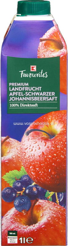 K-Favourites Premium Landfrucht Apfel Schwarzer Johannisbeersaft, 1l K-Favourites Premium Landfrucht Apfel Schwarzer Johannisbeersaft, 1l
