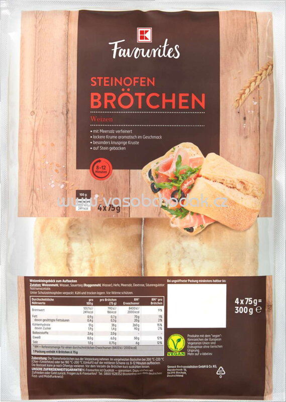 K-Favourites Steinofen Brötchen Weizen, 4 St, 300g K-Favourites Steinofen Brötchen Weizen, 4 St, 300g