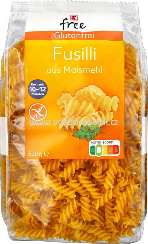 K-Free Glutenfrei Fusilli aus Maismehl, 500g K-Free Glutenfrei Fusilli aus Maismehl, 500g