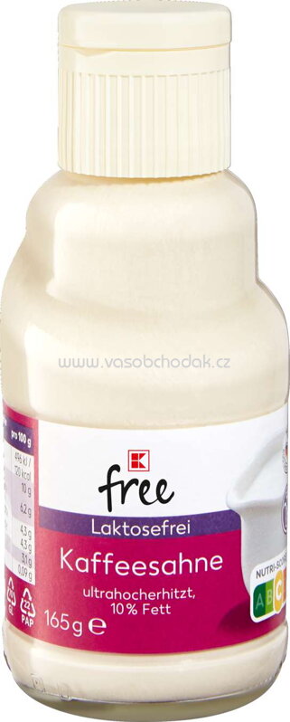 K-Free Laktosefrei Kaffeesahne 10% Fett, 165g K-Free Laktosefrei Kaffeesahne 10% Fett, 165g