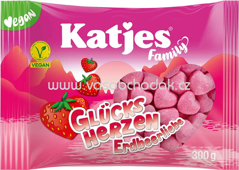 Katjes Family Glücksherzen Erdbeerliebe, 300g