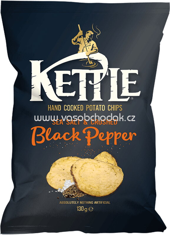 Kettle Chips Sea Salt & Crushed Black Pepper, 130g Kettle Chips Sea Salt & Crushed Black Pepper, 130g