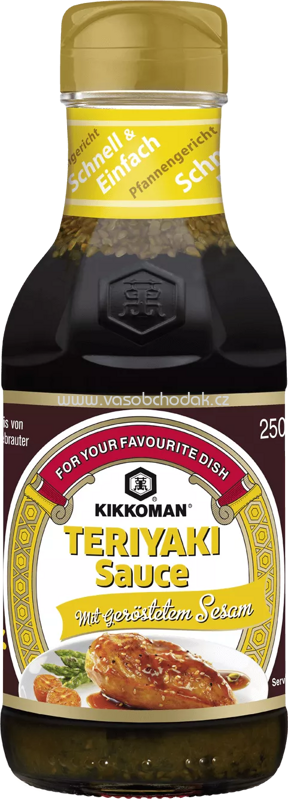 Kikkoman Teriyaki Sauce mit geröstetem Sesam, 250 ml Kikkoman Teriyaki Sauce mit geröstetem Sesam, 250 ml