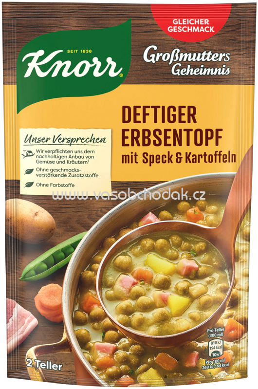 Knorr Großmutters Geheimnis Deftiger Erbsentopf mit Speck & Kartoffeln, 600 ml