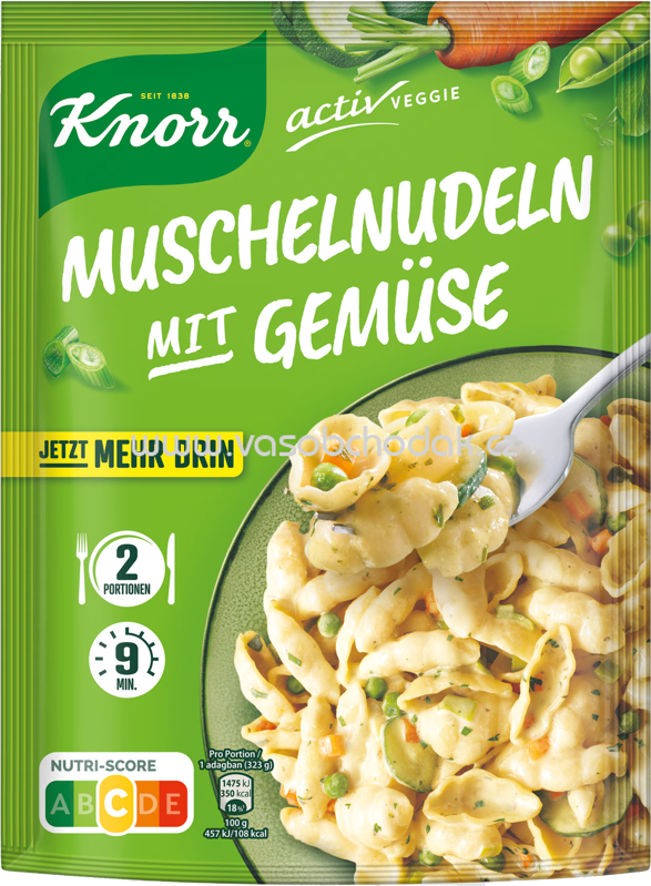 Knorr Activ Veggie Muschelnudeln mit Gemüse, 172g Knorr Activ Veggie Muschelnudeln mit Gemüse, 172g