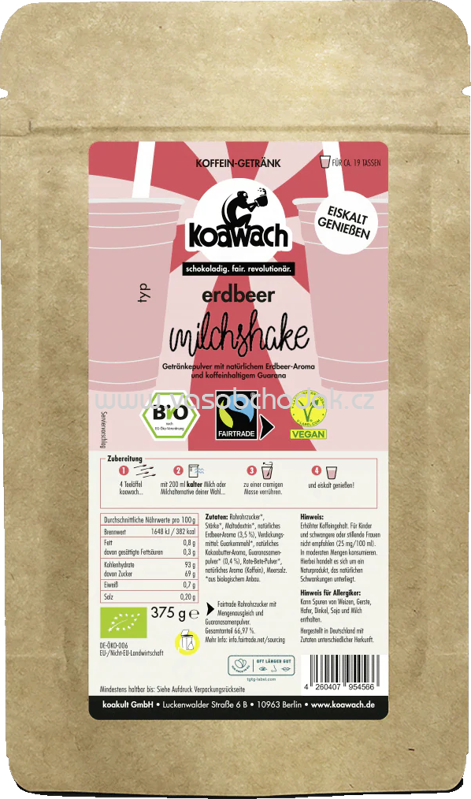 Koawach Erdbeer Milchshake, 375g