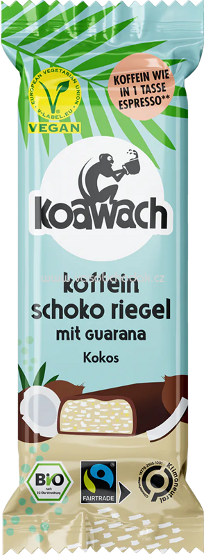 Koawach Koffein Schoko Riegel mit Guarana Kokos, 35g