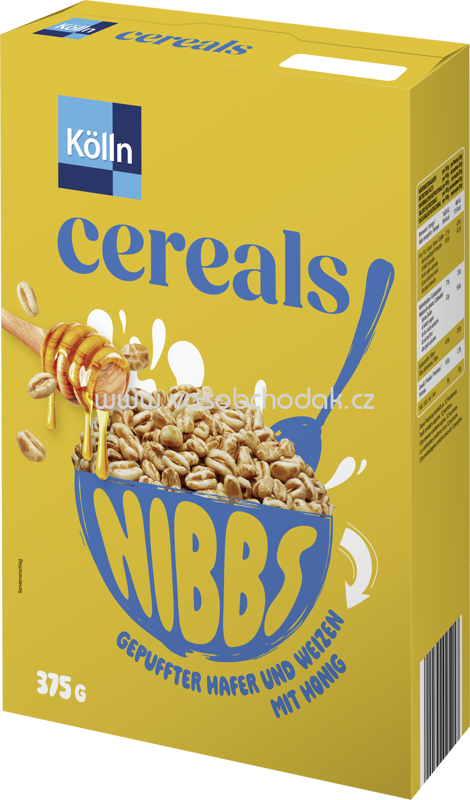 Kölln Cereals Nibbs Gepuffter Hafer und Weizen mit Honig, 375g Kölln Cereals Nibbs Gepuffter Hafer und Weizen mit Honig, 375g