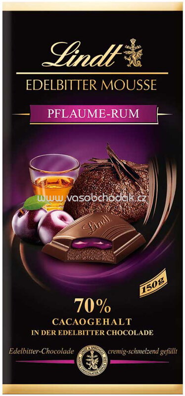 Lindt Edelbitter Mousse Pflaume Rum, 150g
