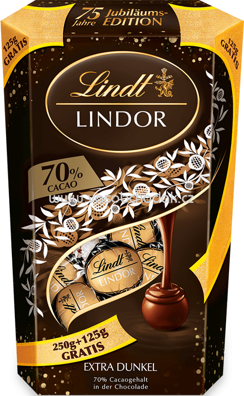Lindt Lindor Kugel Extra Dunkel 70% Cacao, 250g + 125g Gratis, 375g