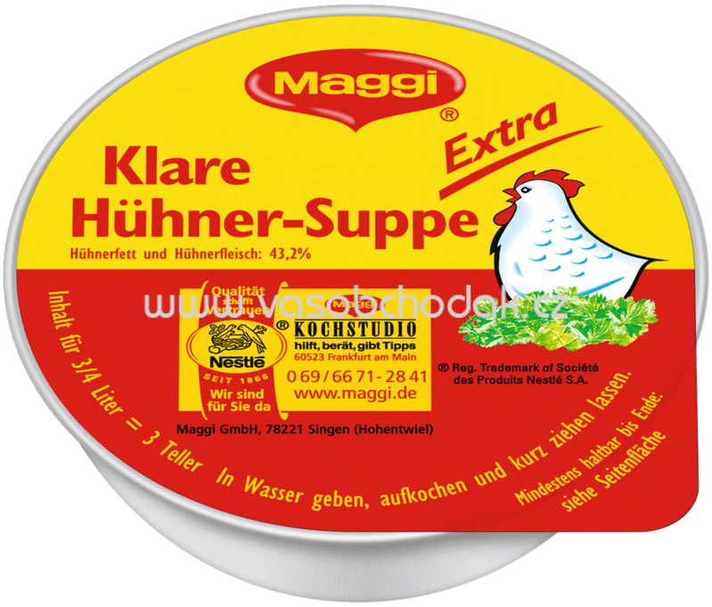 Maggi Klare Hühner-Suppe Extra, ergibt 0,75 l, 26g Maggi Klare Hühner-Suppe Extra, ergibt 0,75 l, 26g