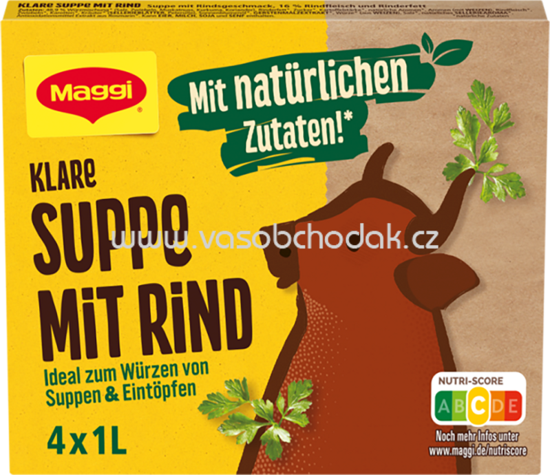 Maggi Klare Suppe mit Rind, Faltschachtel mit 4 Würfeln Maggi Klare Suppe mit Rind, Faltschachtel mit 4 Würfeln