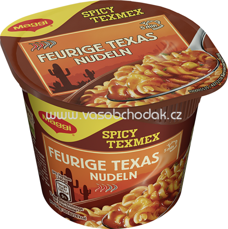 Maggi 5 Minuten Terrine Feurige Texas Nudeln, Becher, 1 St