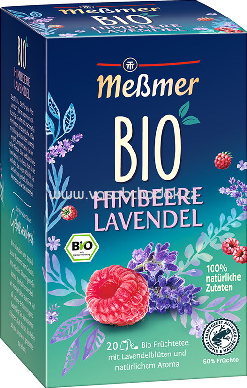 Meßmer Bio Früchtetee Himbeere Lavendel, 20 Beutel