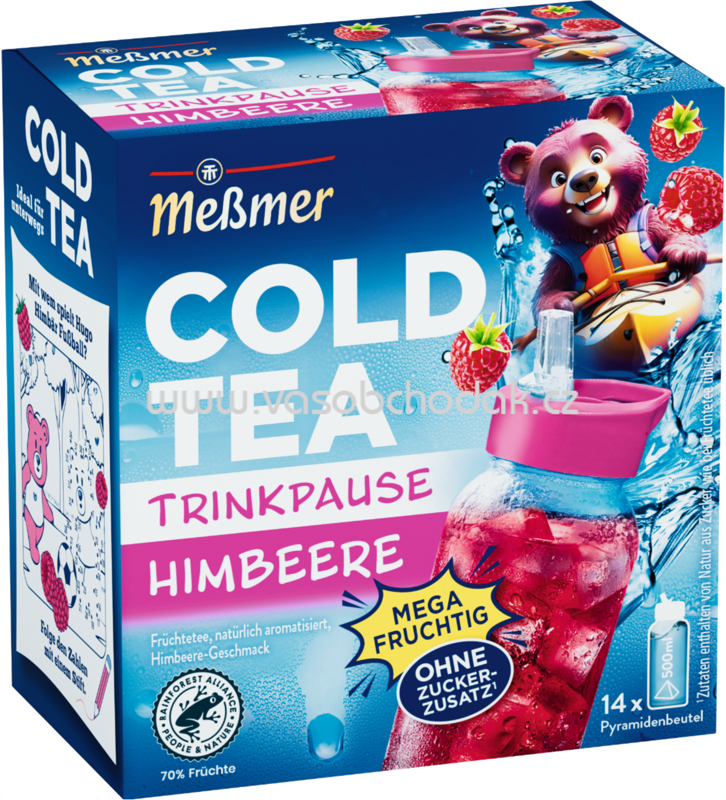 Meßmer Cold Tea Früchtetee Trinkpause Himbeere, 14 Beutel