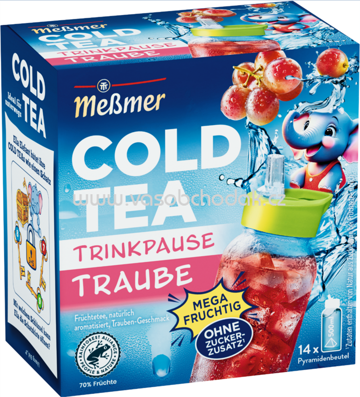 Meßmer Cold Tea Früchtetee Trinkpause Traube, 14 Beutel Meßmer Cold Tea Früchtetee Trinkpause Traube, 14 Beutel