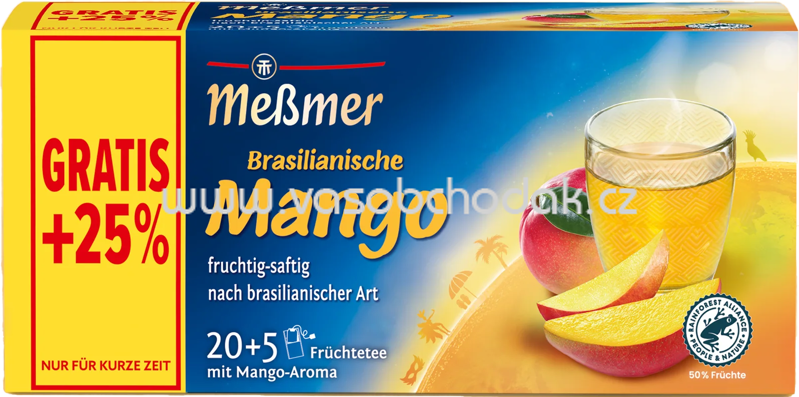 Meßmer Ländertee Brasilianische Mango, 20 Beutel + 5 Gratis